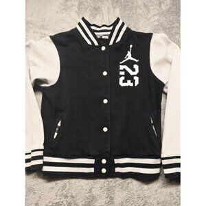 Jordan Jumpman Long Sleeve Snap Closure Varsity Jacket Kids XXL Black/White